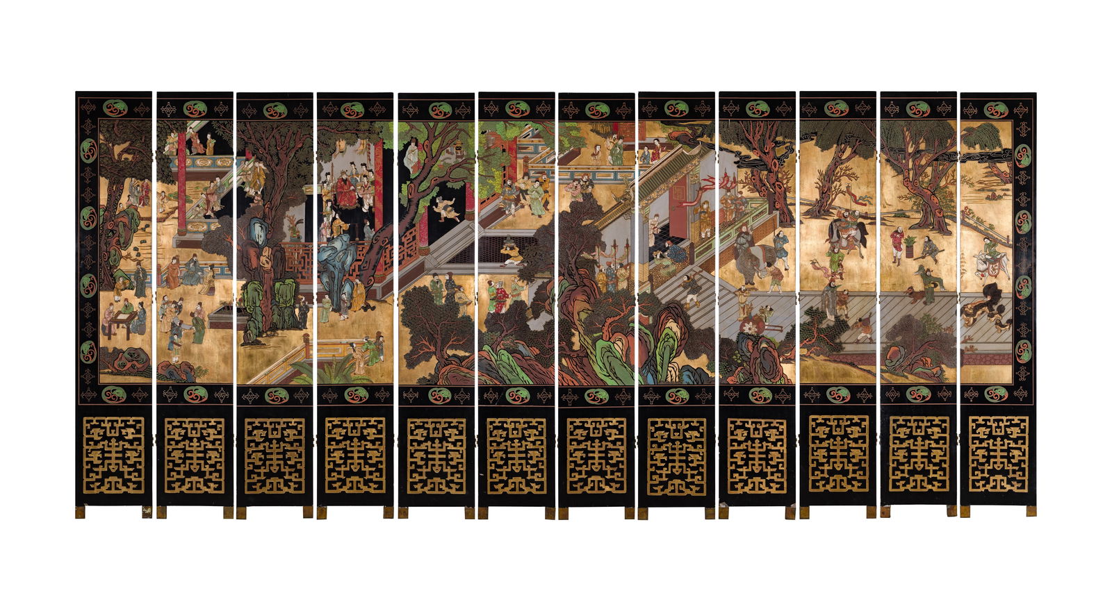 Chinese Black Lacquer Coromandel Floor Screen (1 of 15)