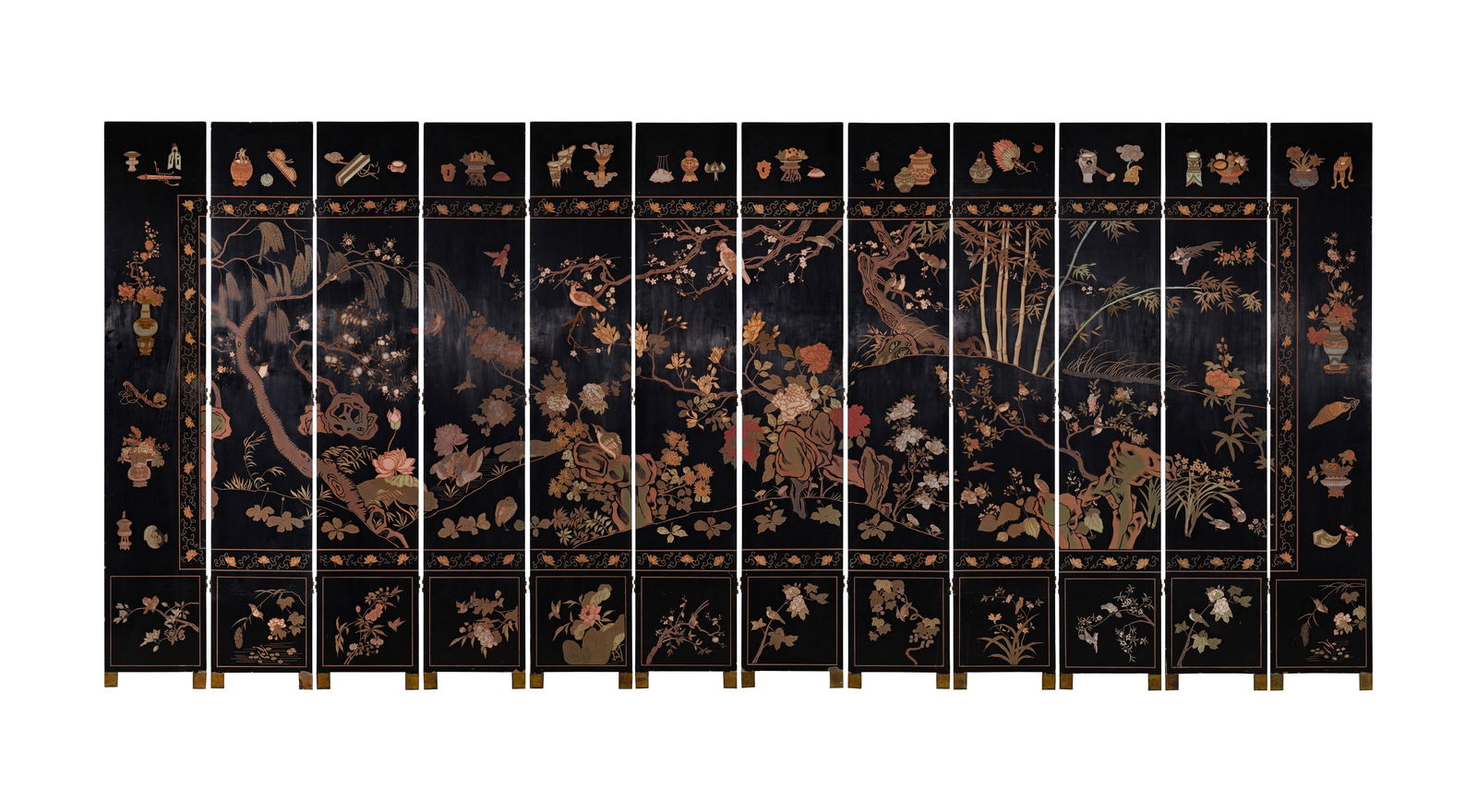 Chinese Black Lacquer Coromandel Floor Screen - 2