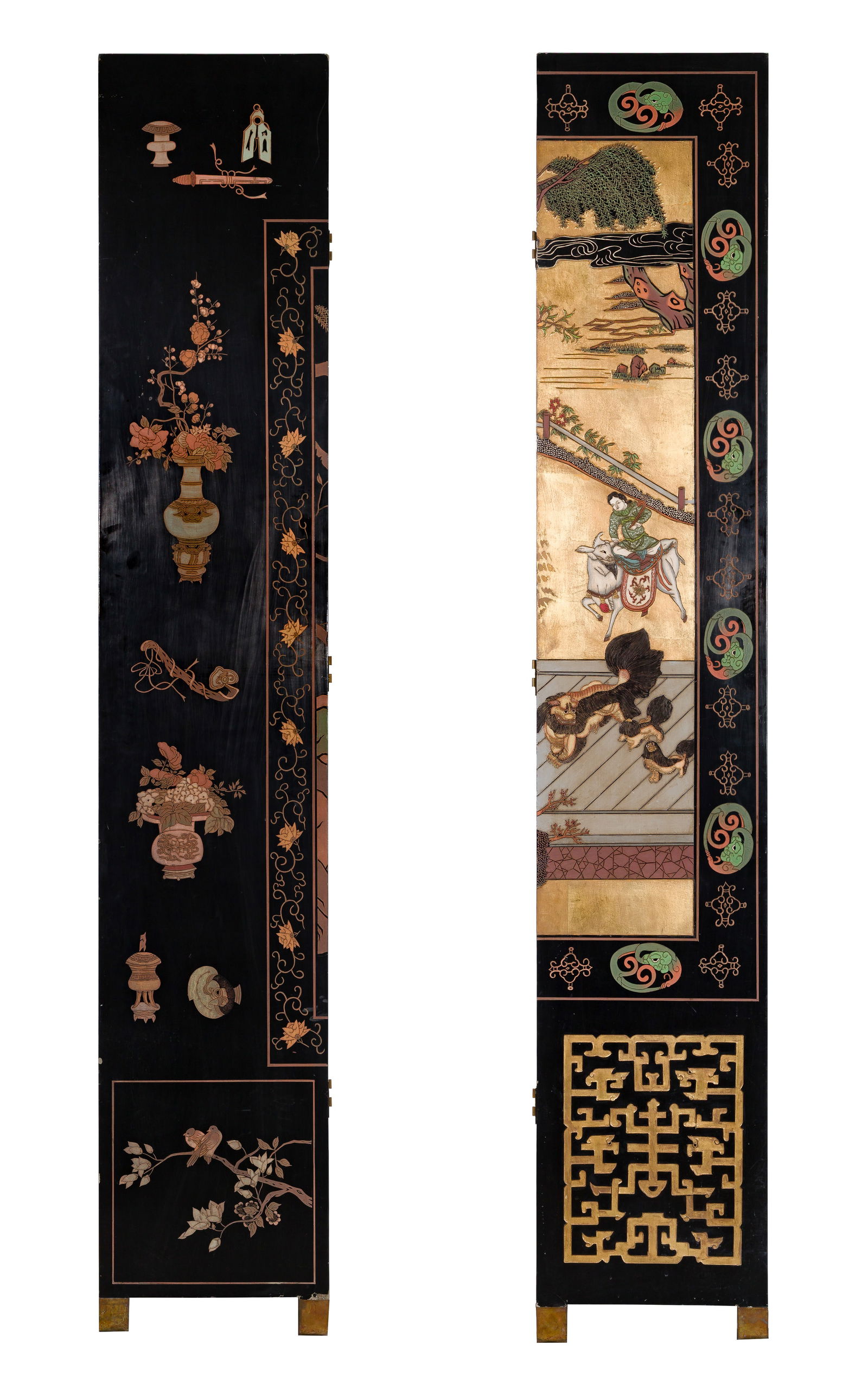 Chinese Black Lacquer Coromandel Floor Screen - 3