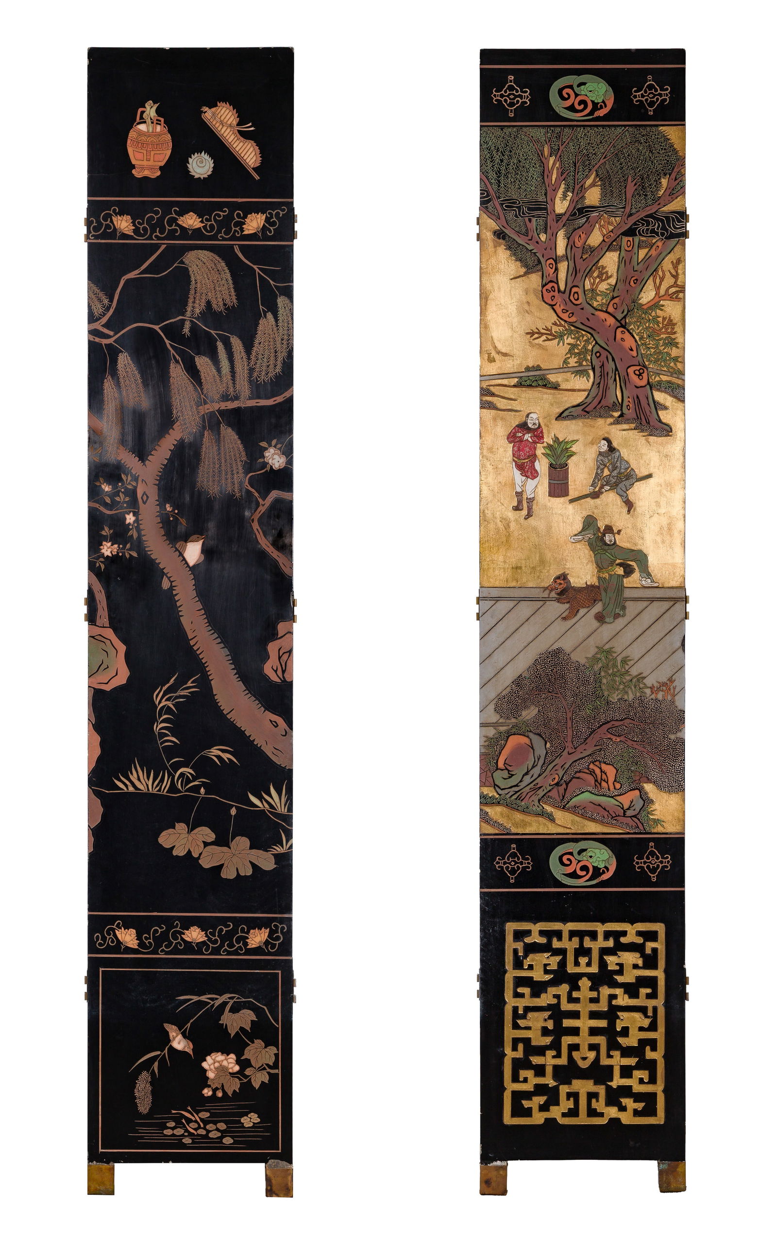 Chinese Black Lacquer Coromandel Floor Screen - 4