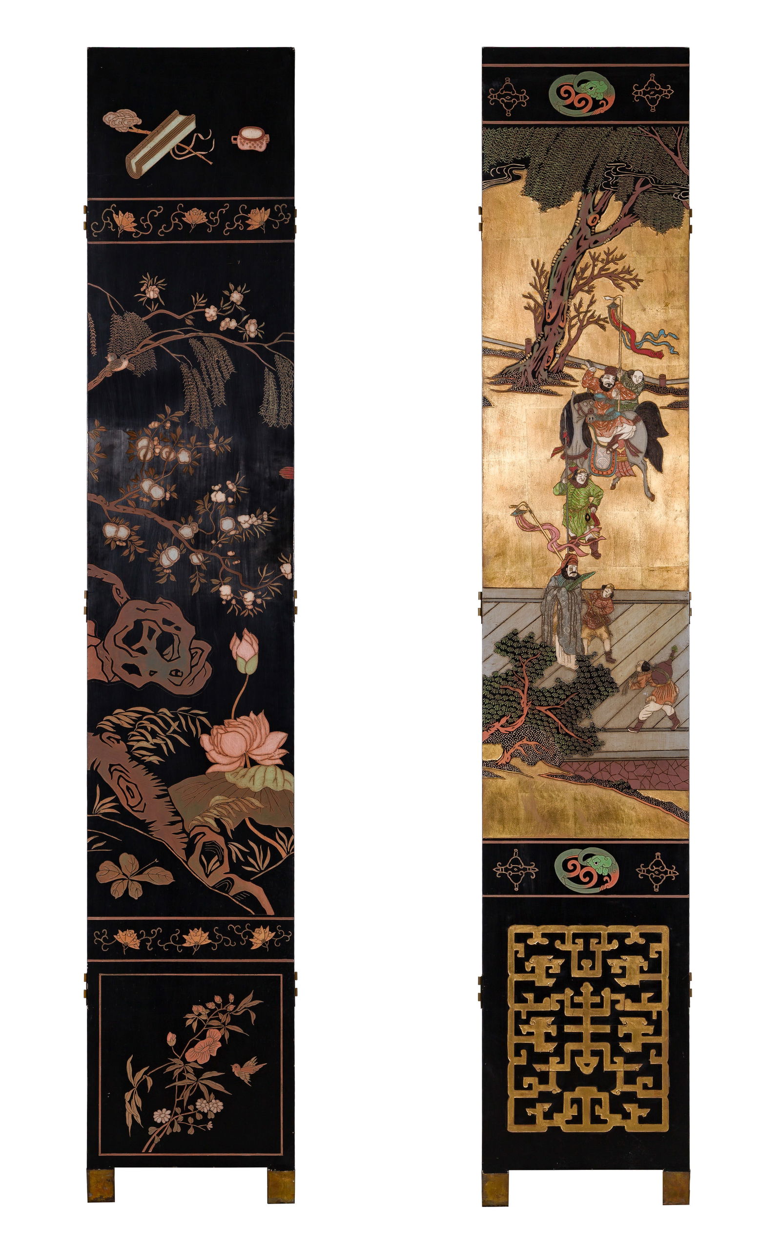 Chinese Black Lacquer Coromandel Floor Screen - 5