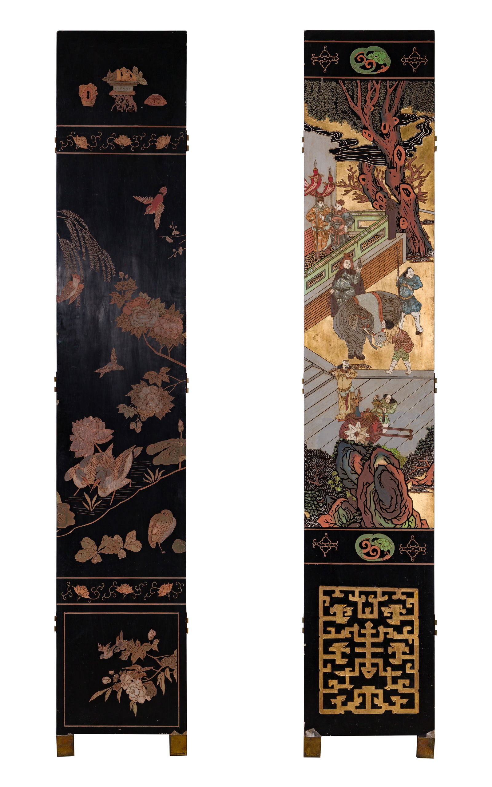 Chinese Black Lacquer Coromandel Floor Screen - 6