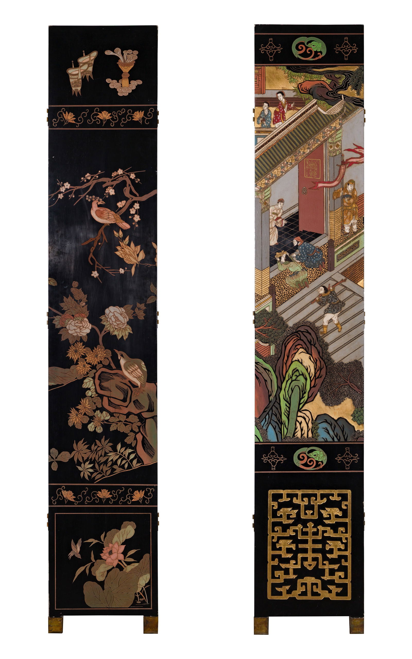 Chinese Black Lacquer Coromandel Floor Screen - 7