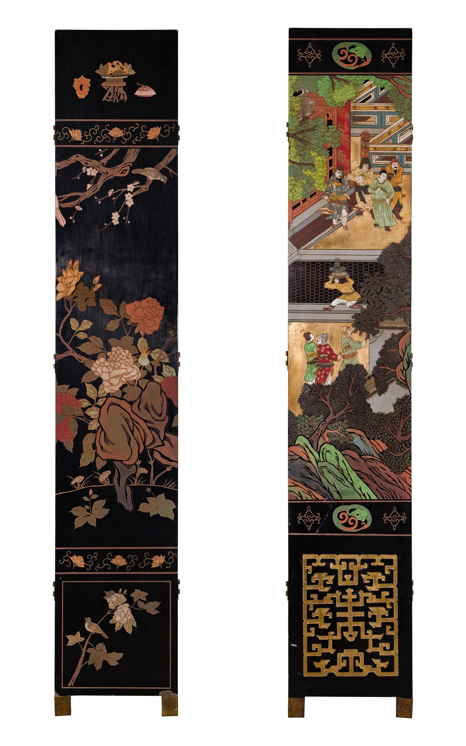 Chinese Black Lacquer Coromandel Floor Screen - 9