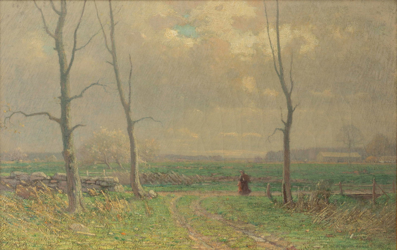 Benjamin Eggleston (American, 1867-1937) 'The Field' Oil on Canvas: Benjamin Eggleston (American, 1867-1937) 'The Field' Oil on Canvas Undated, signed, depicting a meadowland path, in a gold-tone gesso frame Property from: an Estate, Chicago (Wrigleyville), Illinois H