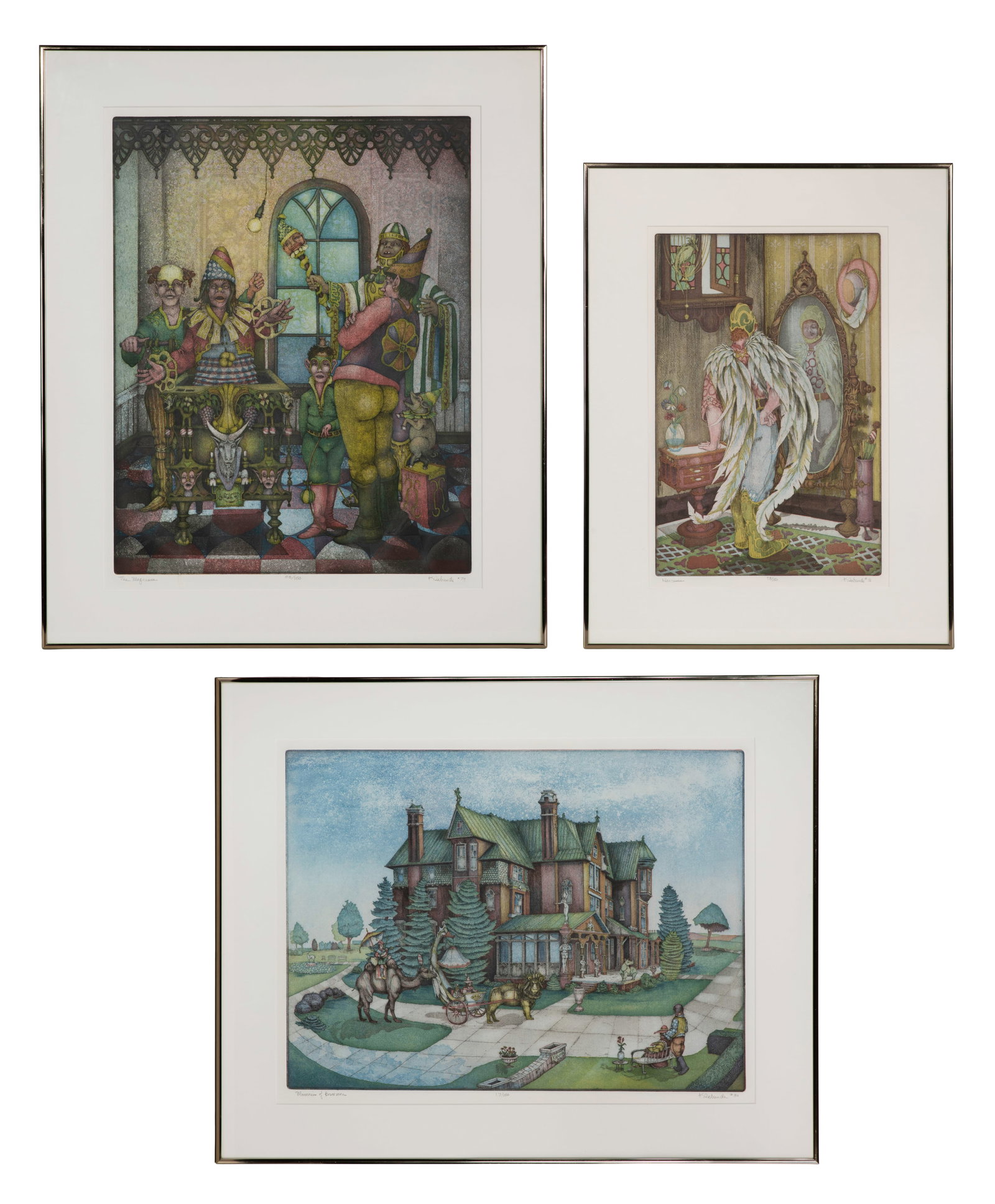 Charles Klabunde (American, b.1935) Color Etching and Aquatint Assortment: Charles Klabunde (American, b.1935) Color Etching and Aquatint Assortment (3) items, all pencil dated, signed, numbered and titled lower margins, including 1976 'Narcissus' #98/150, 1979 'The Magician