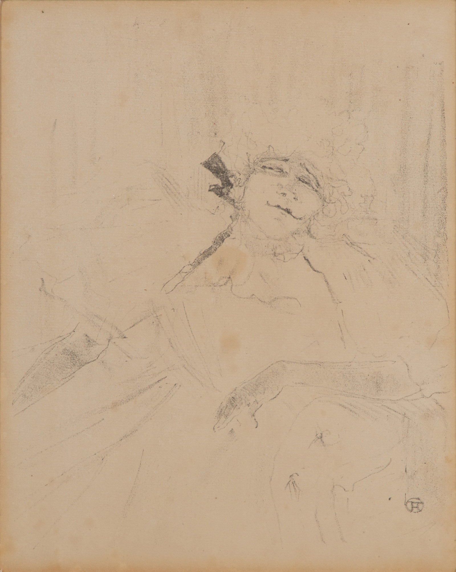 Henri de Toulouse-Lautrec (French, 1864-1901) 'Yvette Guilbert — Chanson Ancienne' Lithograph: Henri de Toulouse-Lautrec (French, 1864-1901) 'Yvette Guilbert — Chanson Ancienne' Lithograph 1898, having artist monogram, a view of the popular Parisian cabaret singer Yvette Guilbert in a chair f