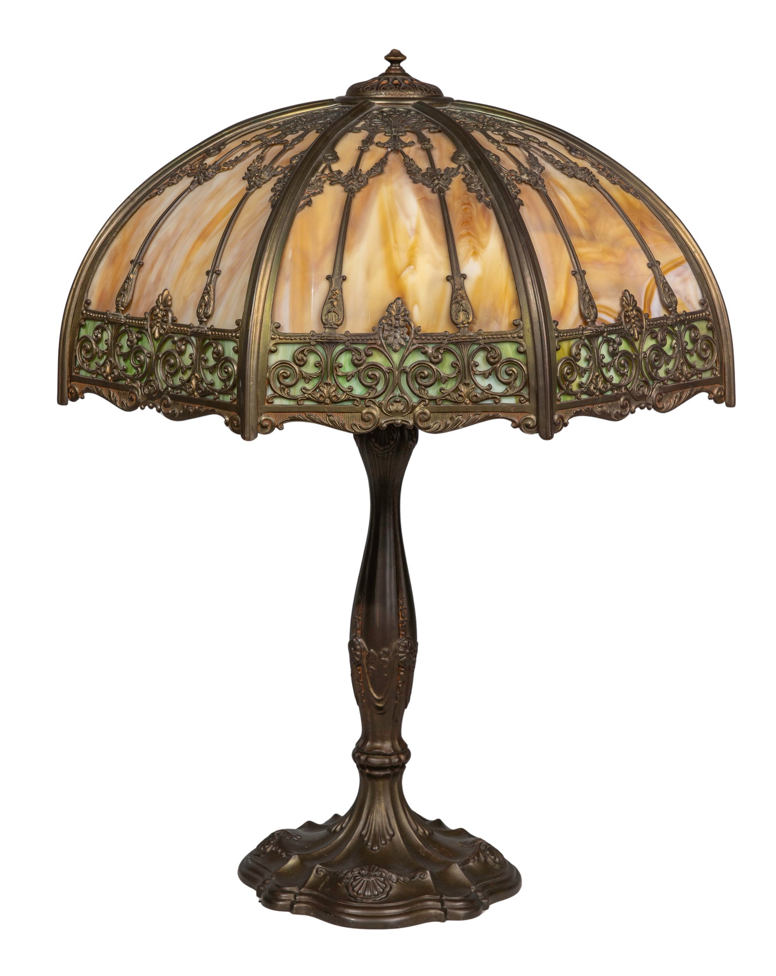 Art Nouveau Style Slag Glass Table Lamp (1 of 9)