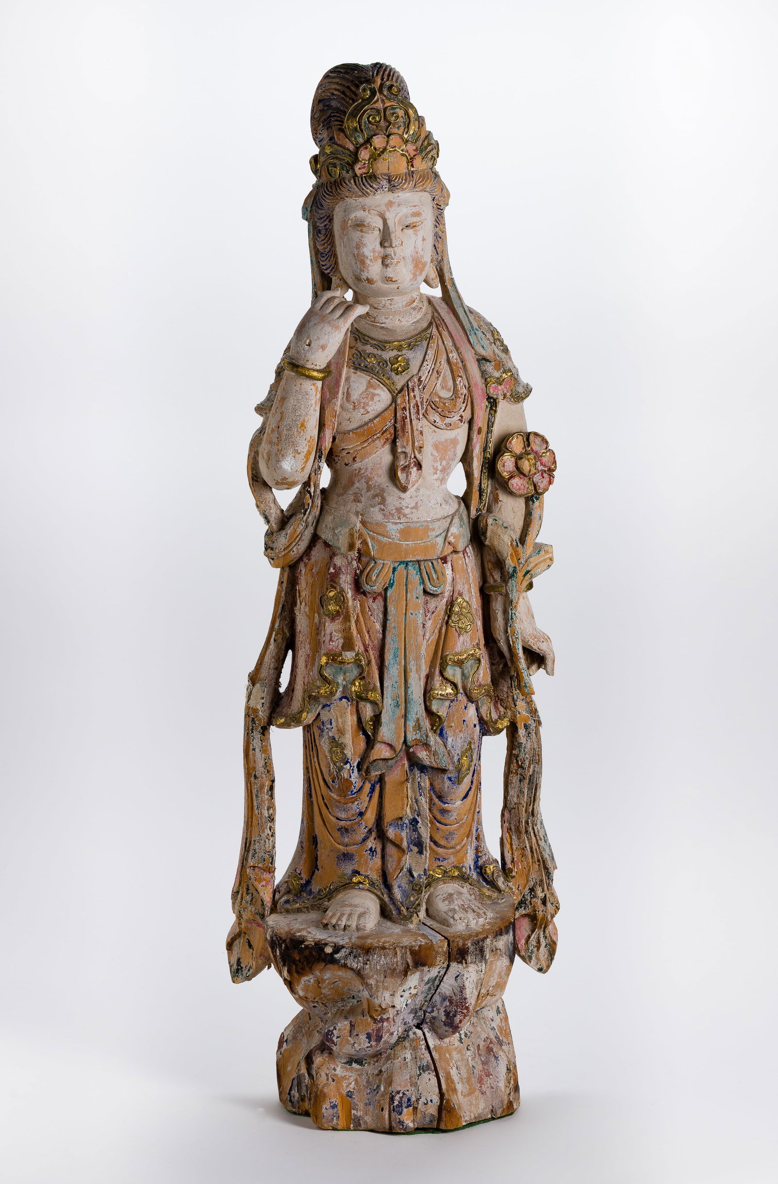 Chinese Carved Wood Guanyin Sculpture (1 of 2)