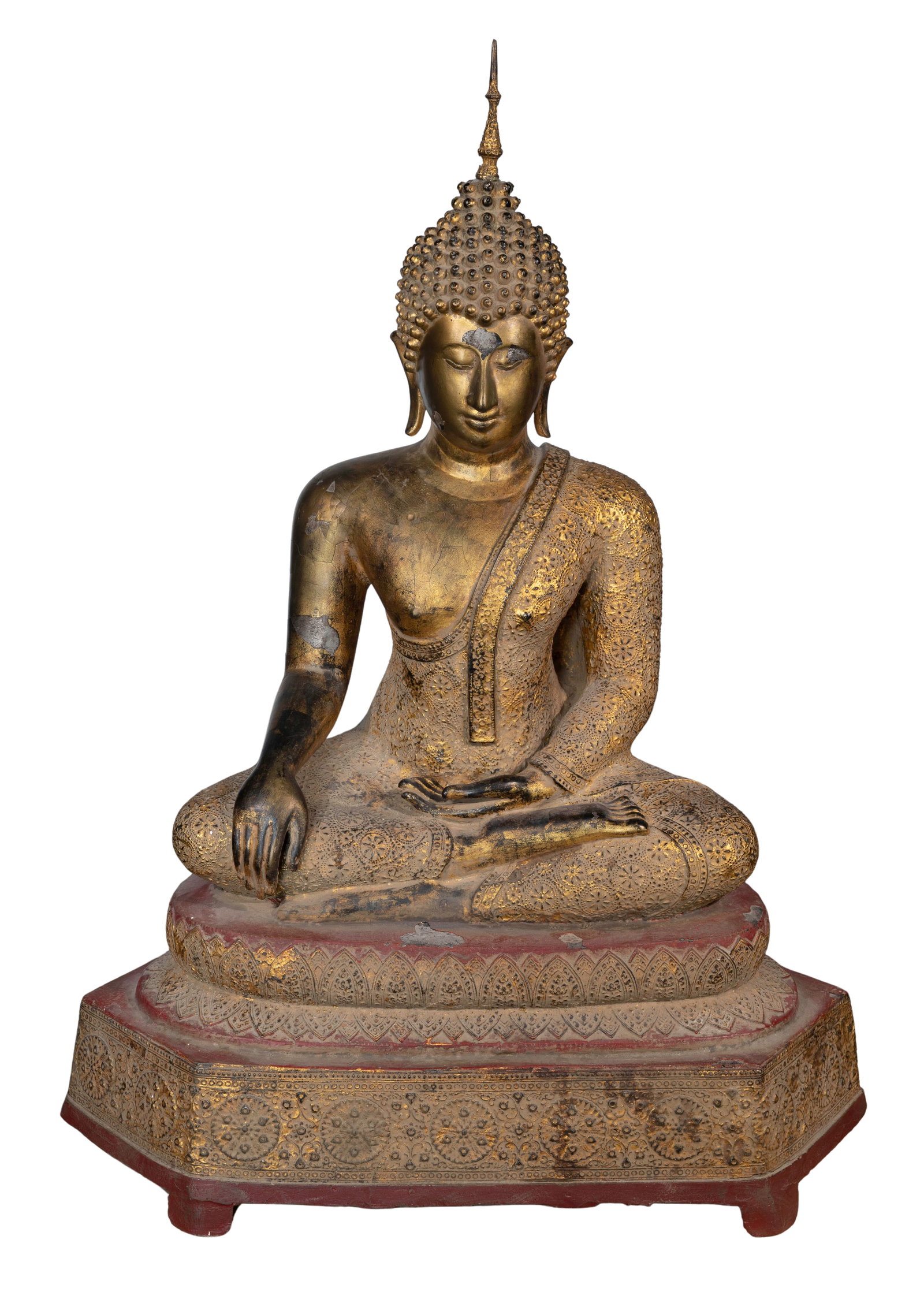 Thai Gilt and Lacquered Metal Seated Buddha Statue (1 of 3)