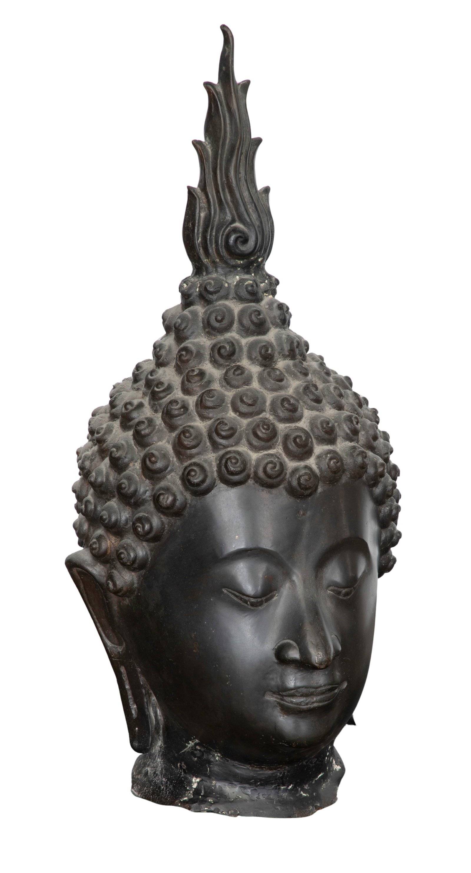 Thai Patinated Metal Buddha Head Sculpture (1 of 2)