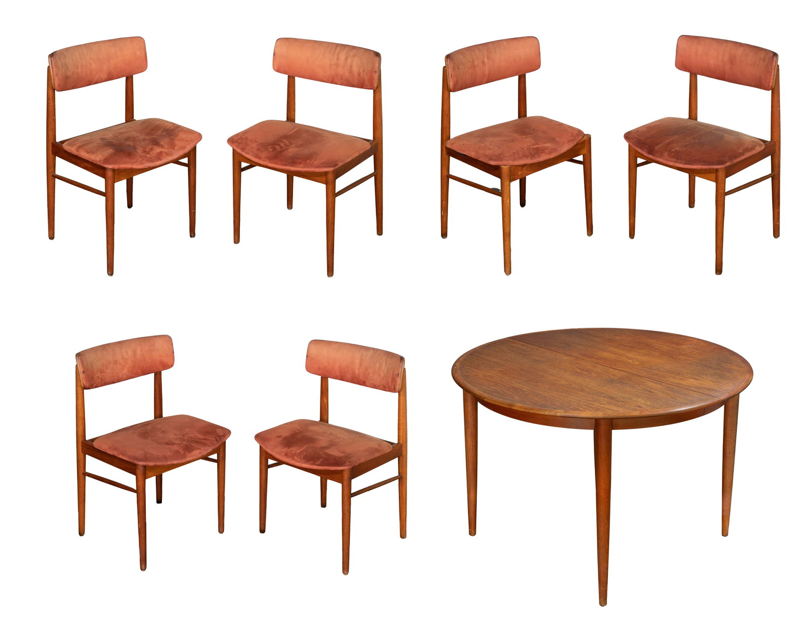 Sven Chrobat for Saxkjobing Savvaerk Stolefabrik (SAX) Mid-Century Rosewood Dining Suite: Sven Chrobat for Saxkjobing Savvaerk Stolefabrik (SAX) Mid-Century Rosewood Dining Suite Including a round table having (3) 19.625-inch wide leaves and a set of (6) chairs Property from: an