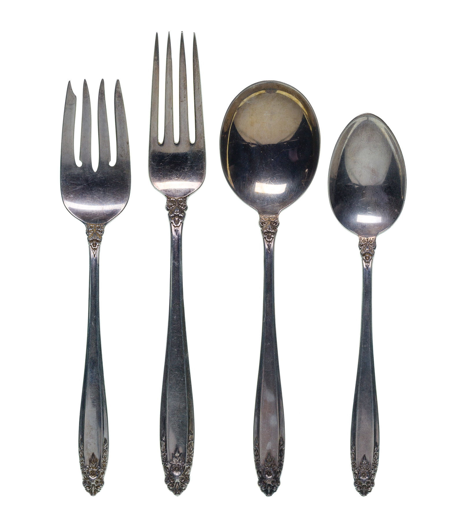 International Prelude Sterling Silver Partial Flatware Service: International Prelude Sterling Silver Partial Flatware Service (19) items including (2) 7 1/4-inch dinner forks, (4) 6 1/4-inch pastry / dessert forks, (8) 6-inch teaspoons and (5) 6 1/2-inch