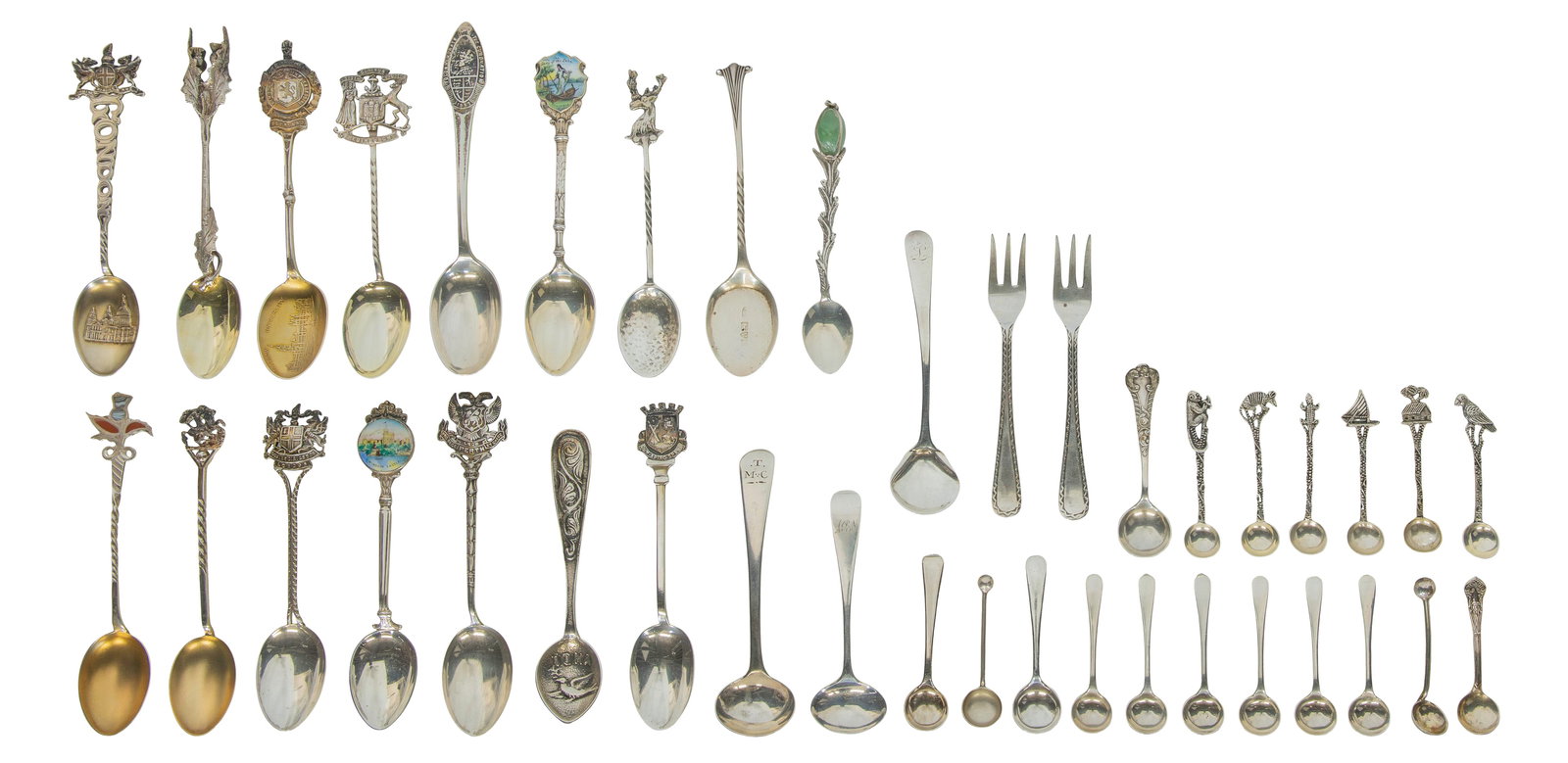 Silver Utensil Assortment: Silver Utensil Assortment Approximately (50) items of various sizes, designs and uses (most marked '925' / 'sterling') Property from: a Private Collector, Peoria, Illinois Length: 7 1/2