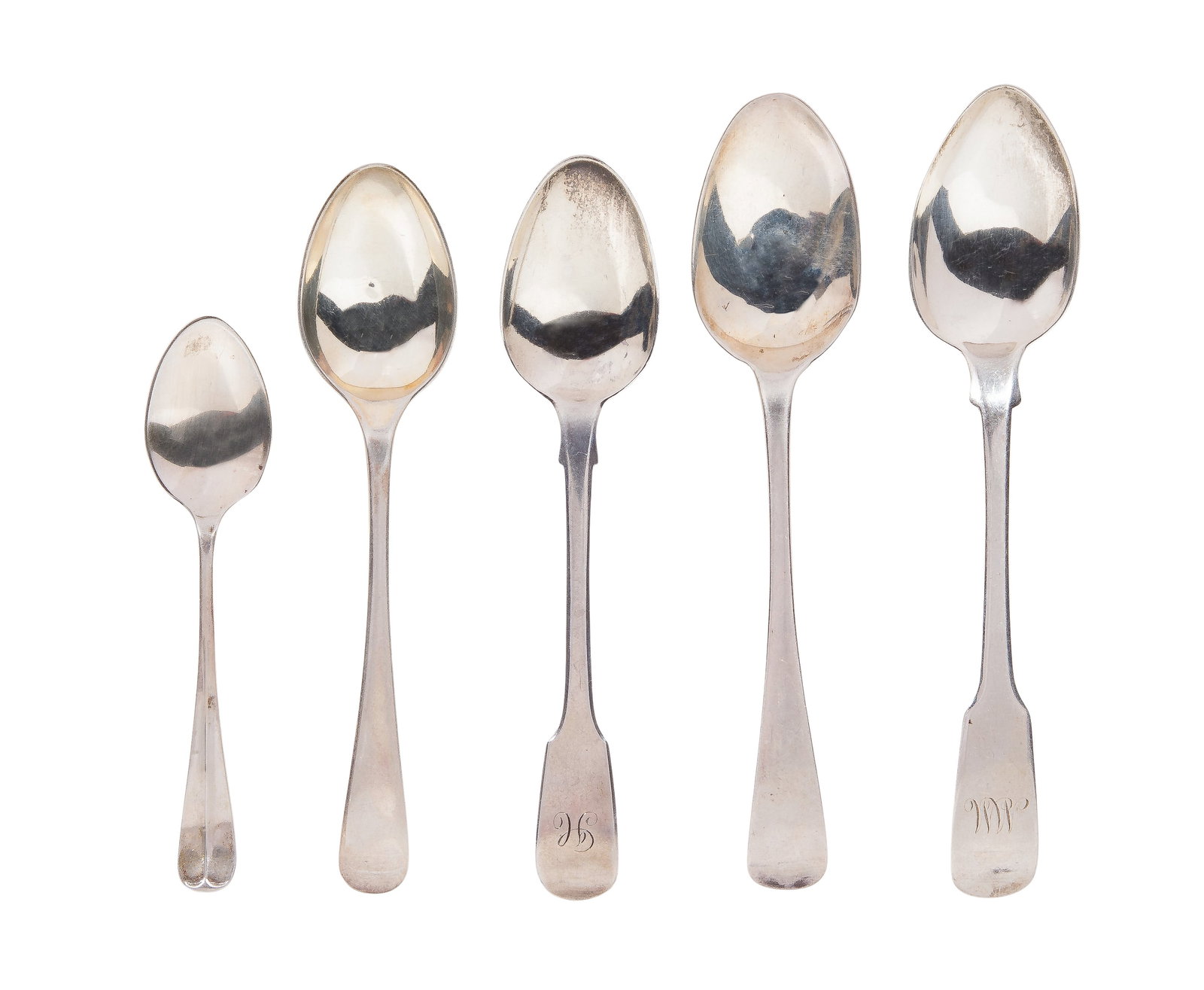 English Sterling Silver Spoon Assortment: English Sterling Silver Spoon Assortment (40) items of various sizes, makers and designs (all marked 'sterling' / lion passant) Property from: a Private Collector, Peoria, Illinois Length: 5 1/2 inche