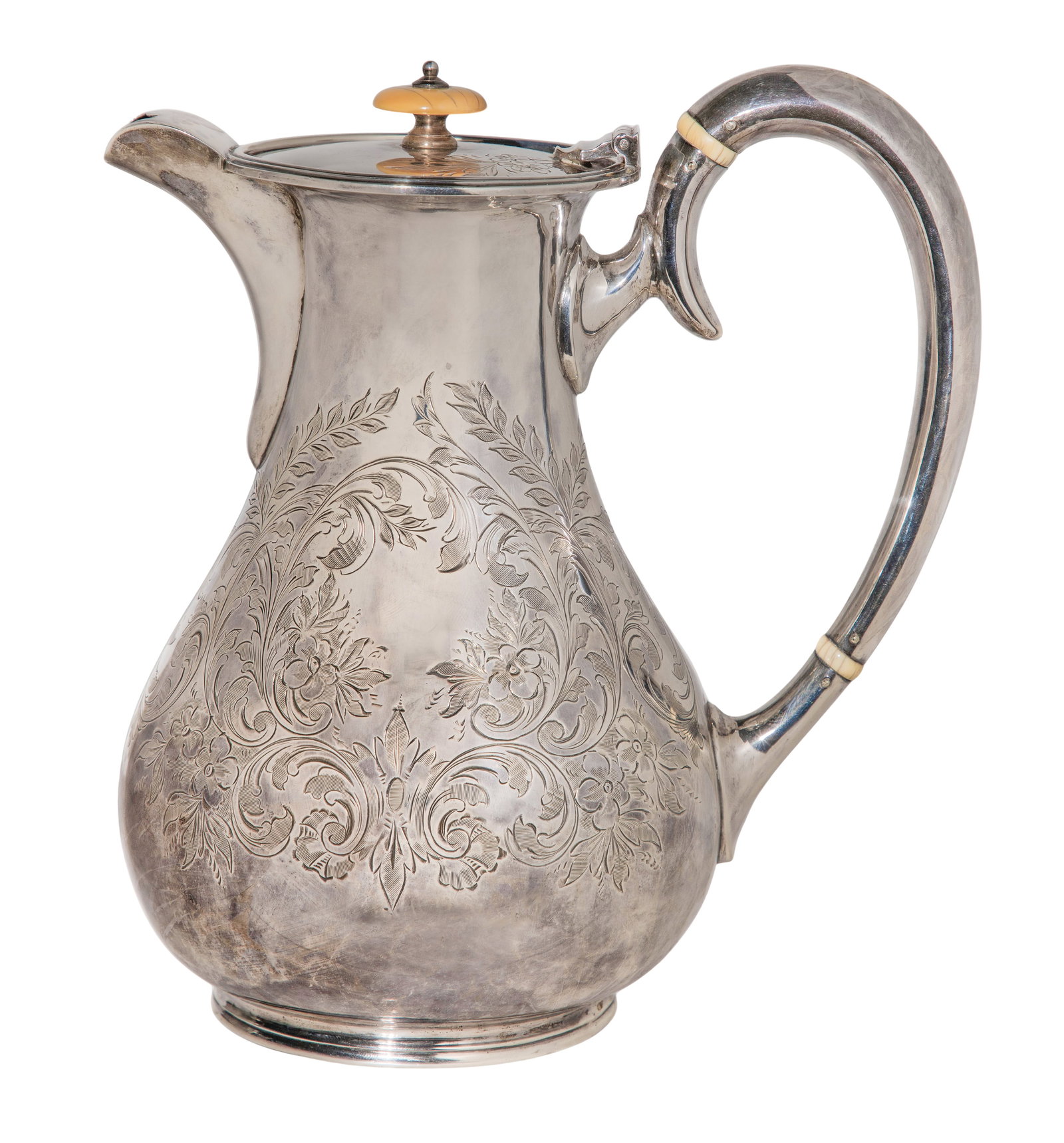 Francis Howard Sterling Silver Teapot: Francis Howard Sterling Silver Teapot c.1902 engraved teapot (hallmarked and lion passant) Property from: a Private Collector, Peoria, Illinois Height: 7 1/2 inches, Width: 7 1/2 inches,
