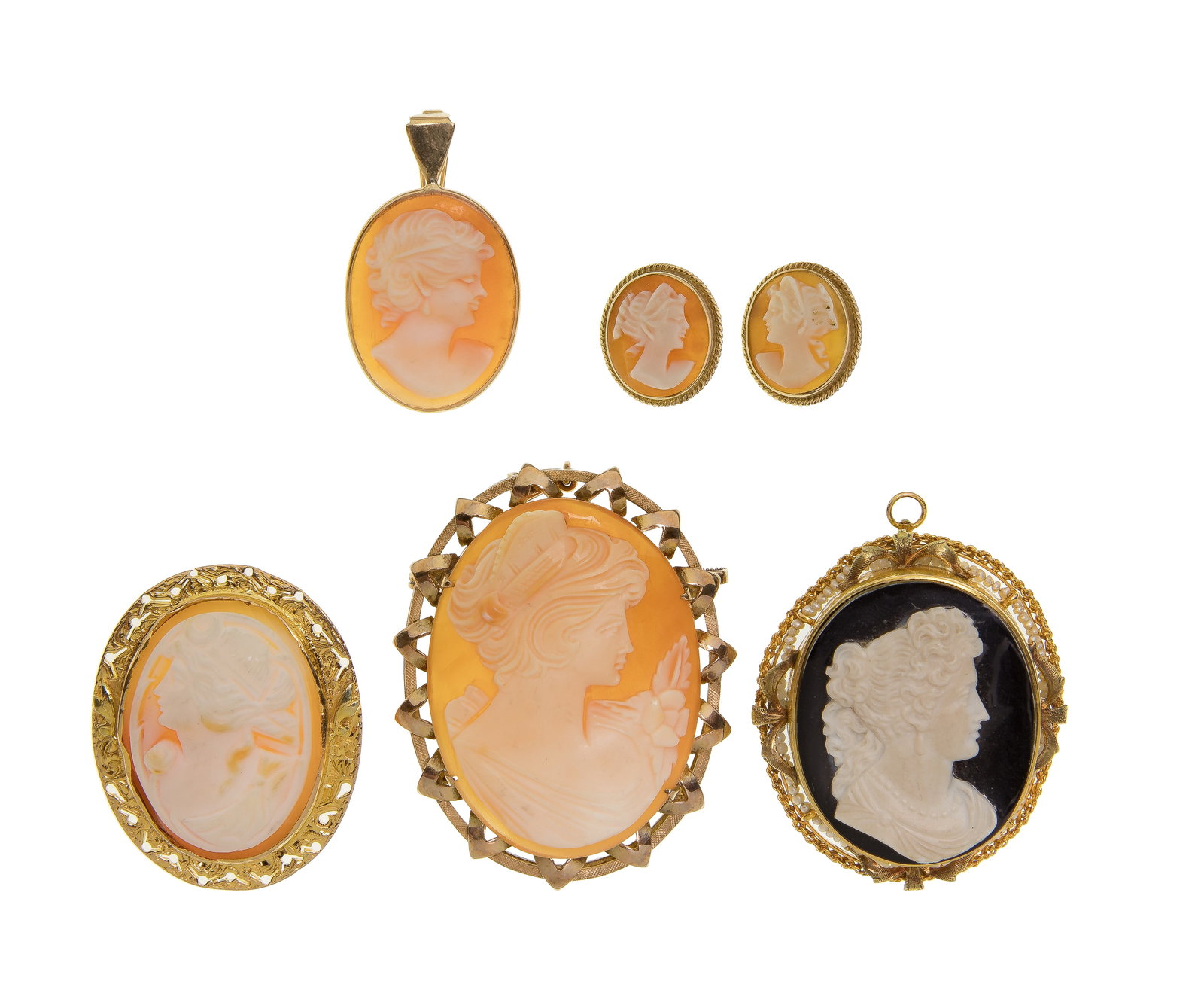 14k and 10k Yellow Gold and Cameo Assortment (1 of 1)