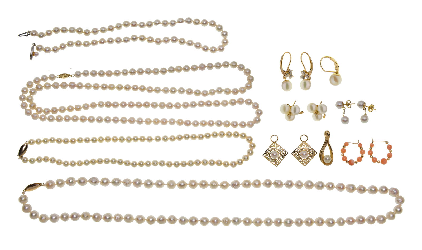 14k Yellow Gold, Coral and Pearl Jewelry Assortment (1 of 1)