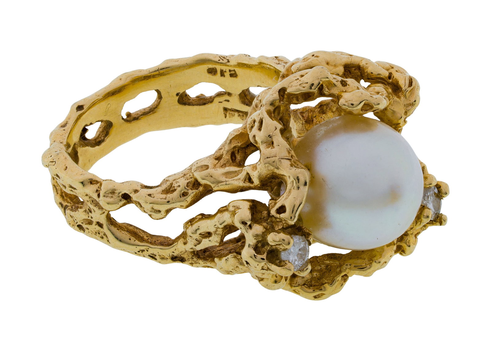 14k Yellow Gold, Pearl and Diamond Ring (1 of 3)