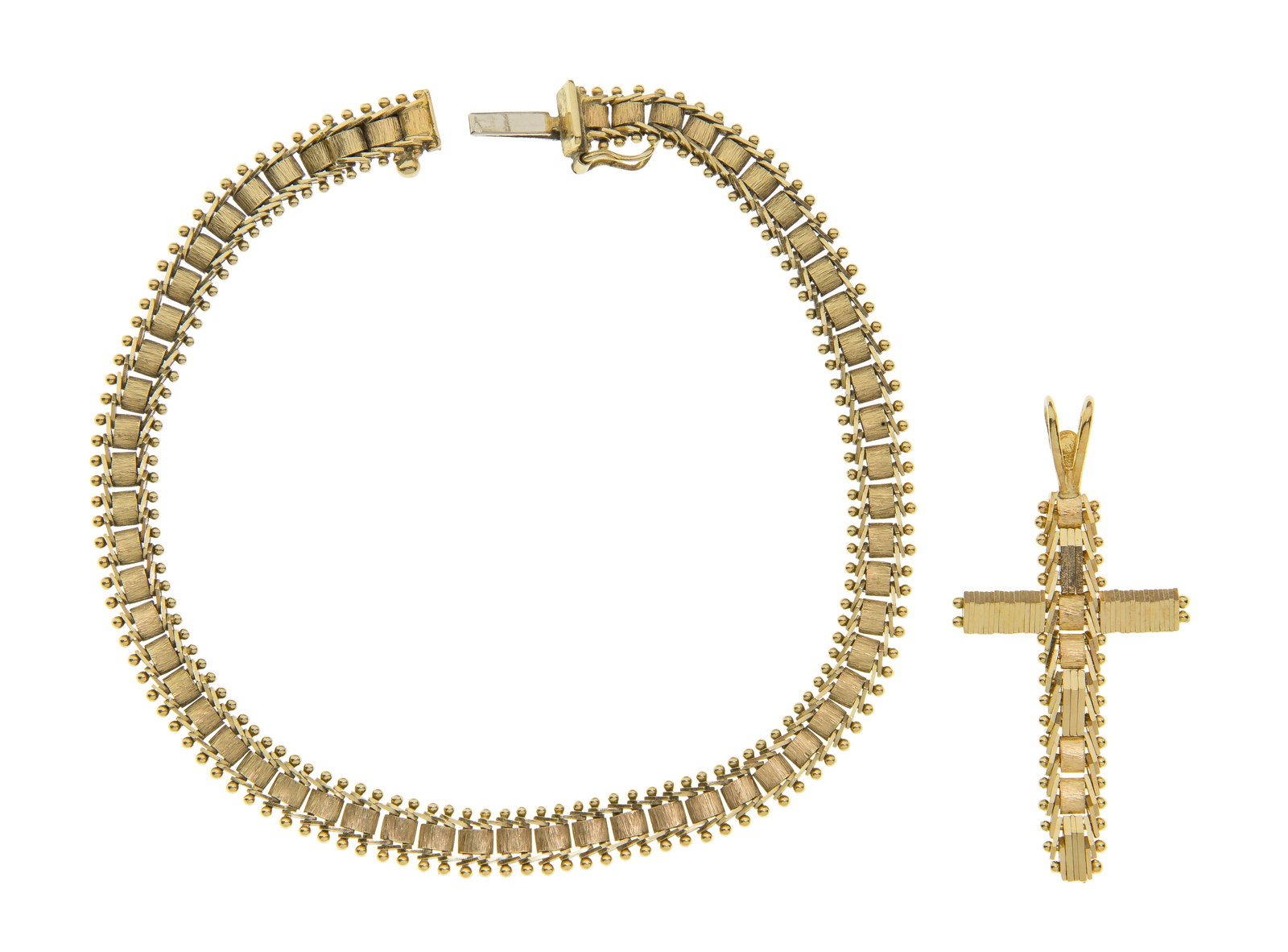 14k Yellow Gold Bracelet and Cross (1 of 2)