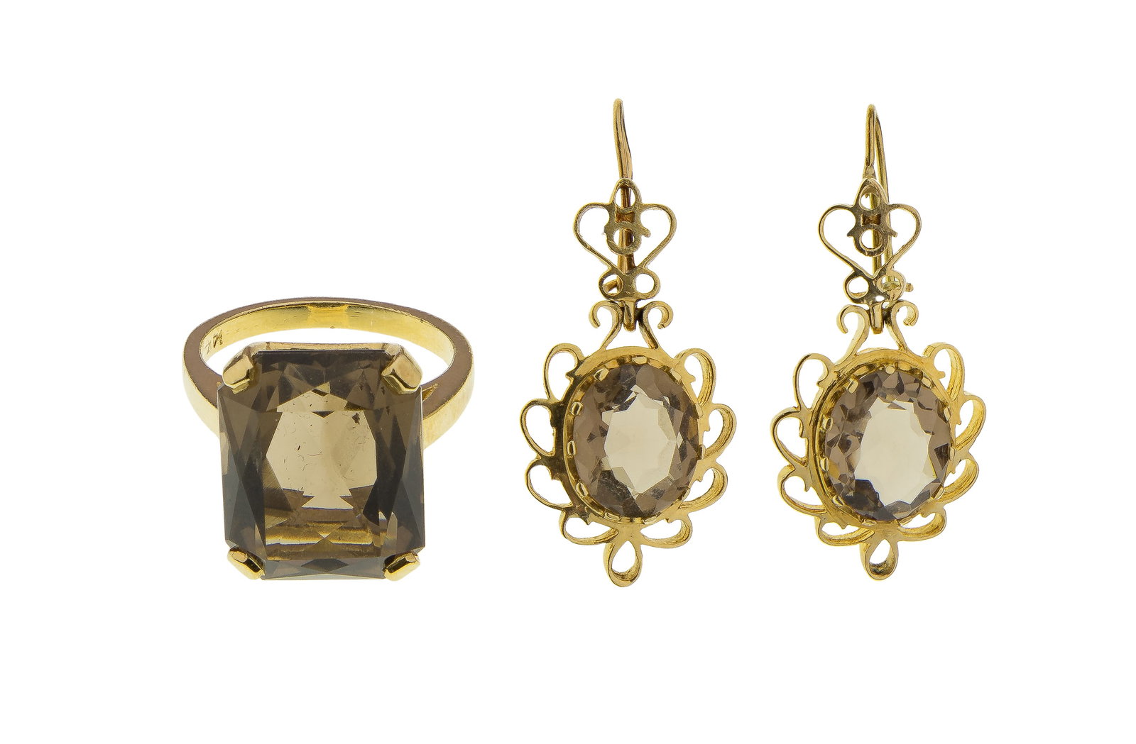 14k Yellow Gold and Smokey Topaz Jewelry Suite (1 of 3)