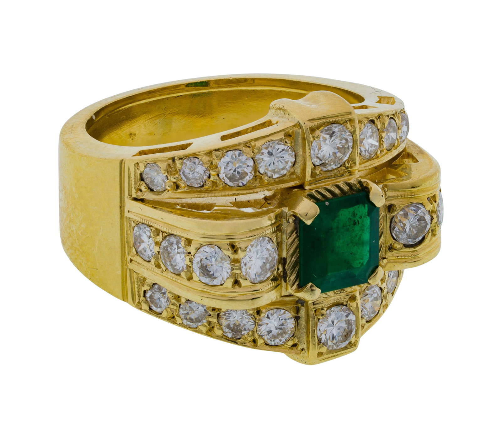 18k Yellow Gold, Emerald and Diamond Ring (1 of 3)