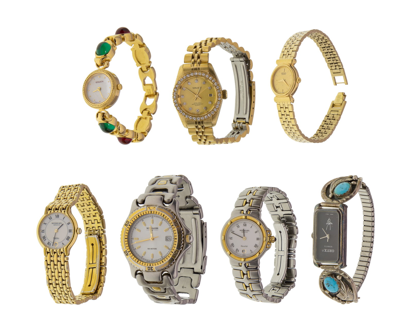 Sterling Silver, Designer and Fashion Wristwatch Assortment: Sterling Silver, Designer and Fashion Wristwatch Assortment Approximately (35) items including (6) from makers such as Weil, Oryx, Bradford, Wittnauer and Gruen (marked 'sterling' / '925') as well as