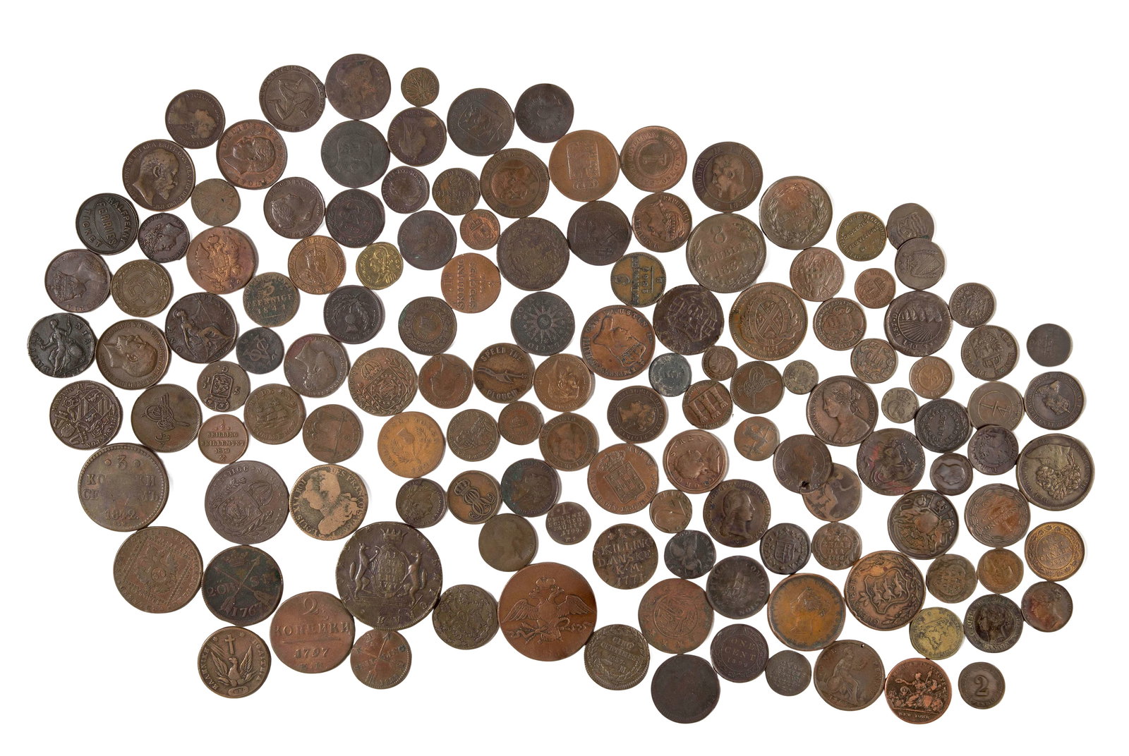 World Coin Assortment: World Coin Assortment Approximately (130) mostly 19th century European coins Property from: an Estate, Wilmette, Illinois Category: World Coins & Currency > World Coins Estimated Sale