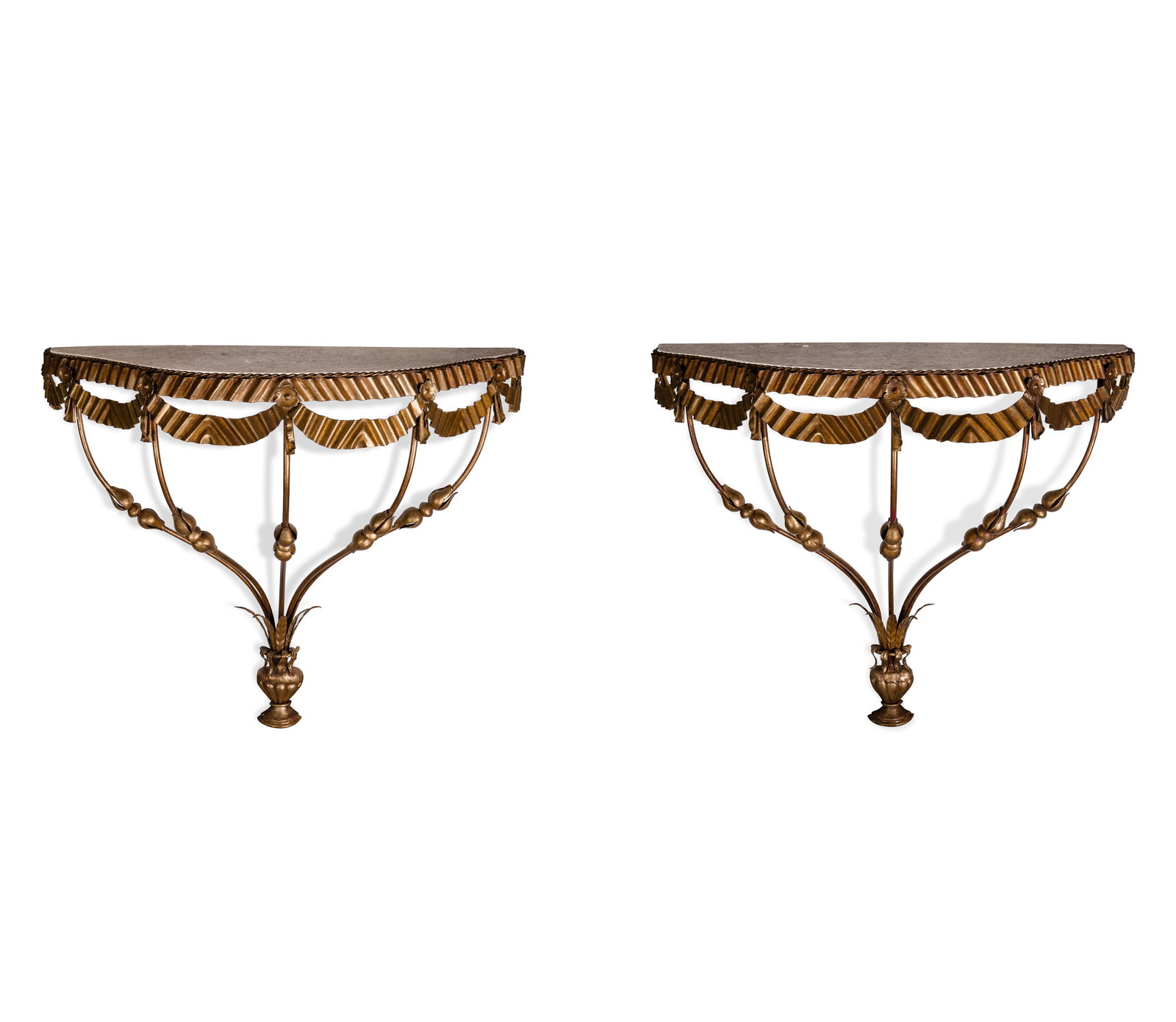 Hollywood Regency Style Wall Mount Demilune Tables (1 of 2)
