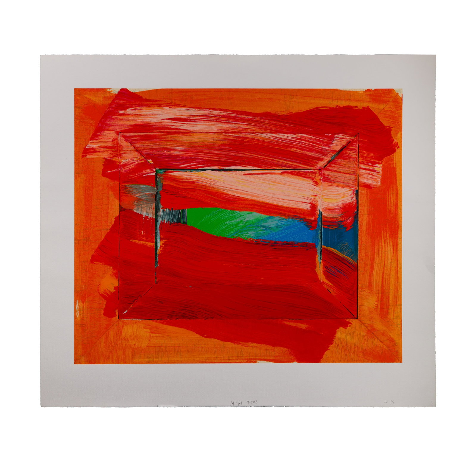 Howard Hodgkin (British, 1932-2019) 'Sky's the Limit' Serigraph: Howard Hodgkin (British, 1932-2019) 'Sky's the Limit' Serigraph 2003, pencil dated and initialed lower center, printer proof #PP5/9, silkscreen reproduction of the 2002 painting of the same title prin