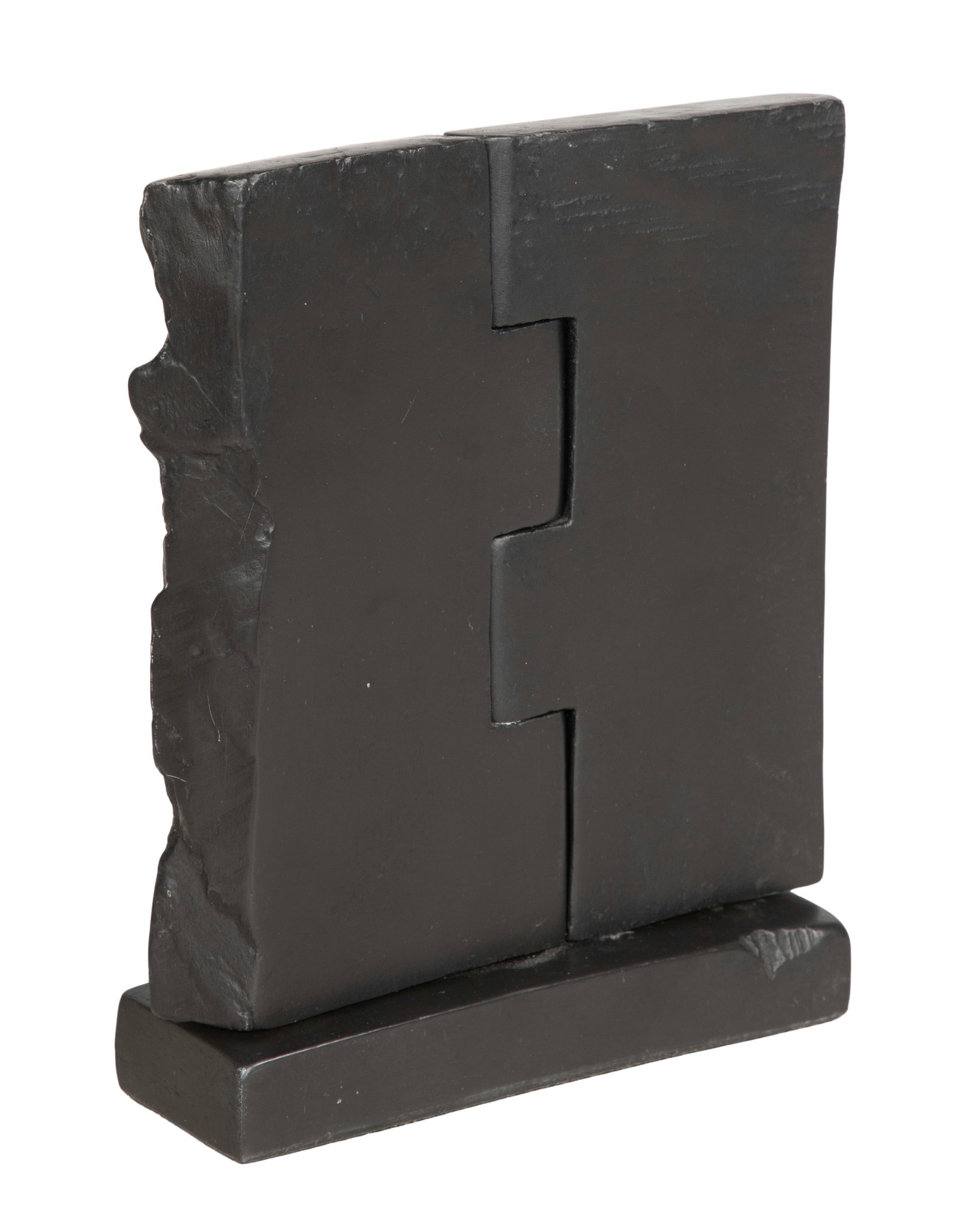 Ovidiu Maitec (Romanian, 1925-2007) Resin Sculpture: Ovidiu Maitec (Romanian, 1925-2007) Resin Sculpture Undated, cast artist cypher on side and base, #21/75, a hinge having its elements linked by a bolt running up from the underside of the base Propert