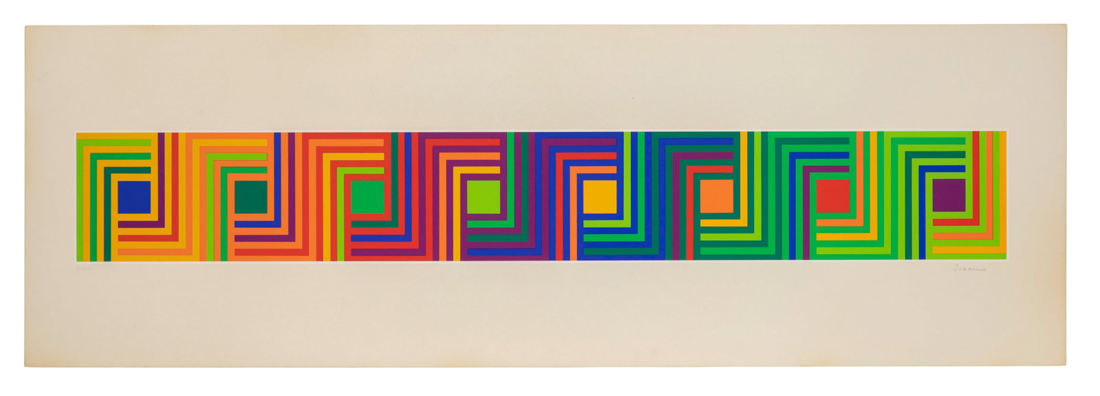 Francisco Sobrino (Spanish, 1932-2014) Serigraph: Francisco Sobrino (Spanish, 1932-2014) Serigraph Undated, pencil signed, #24/100, bold color in a geometric pattern, causing an optical effect, float matted, unframed Property from: an Estate, Chicago