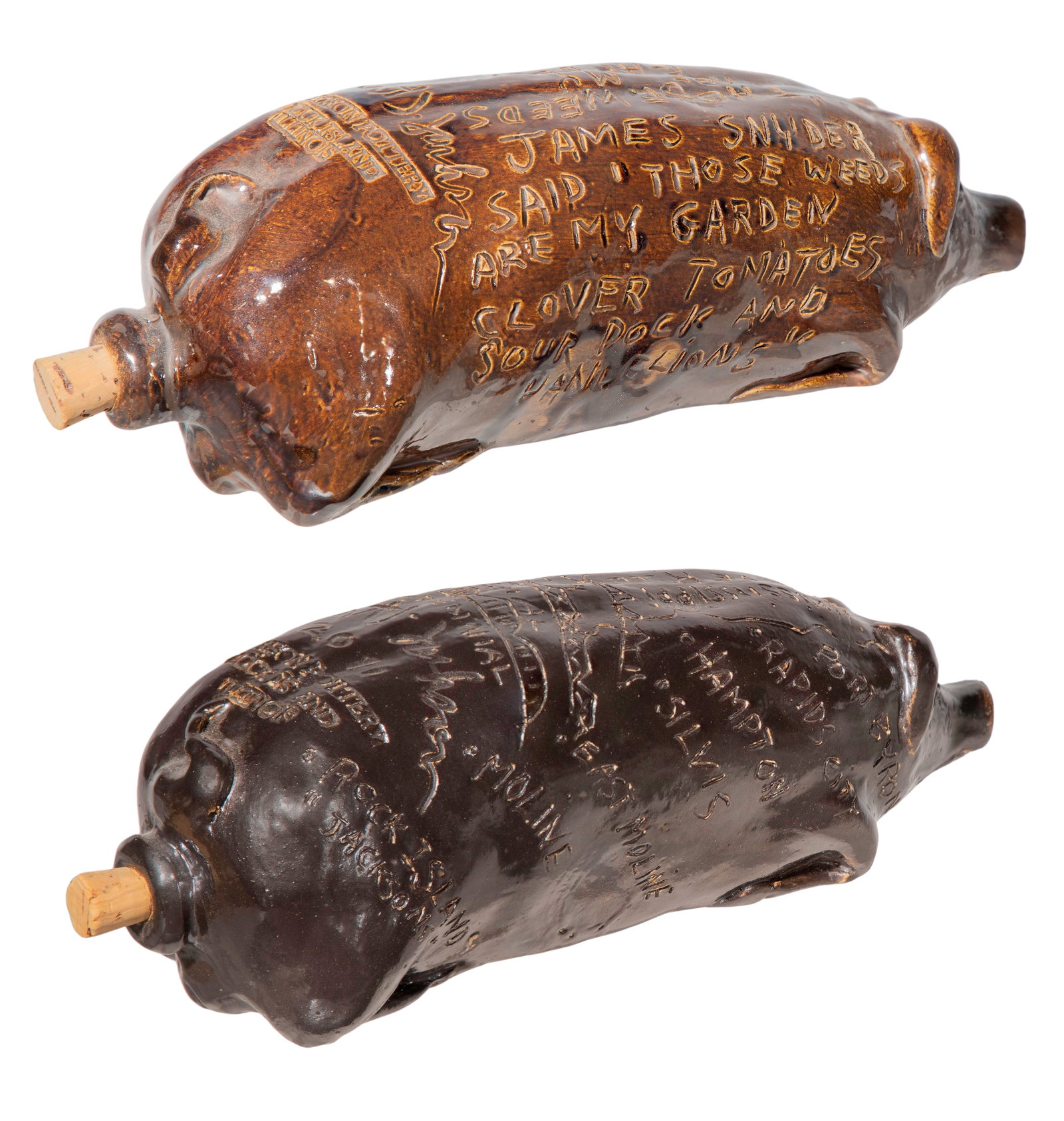 Robert Jackson Pottery Pig Flasks - 2
