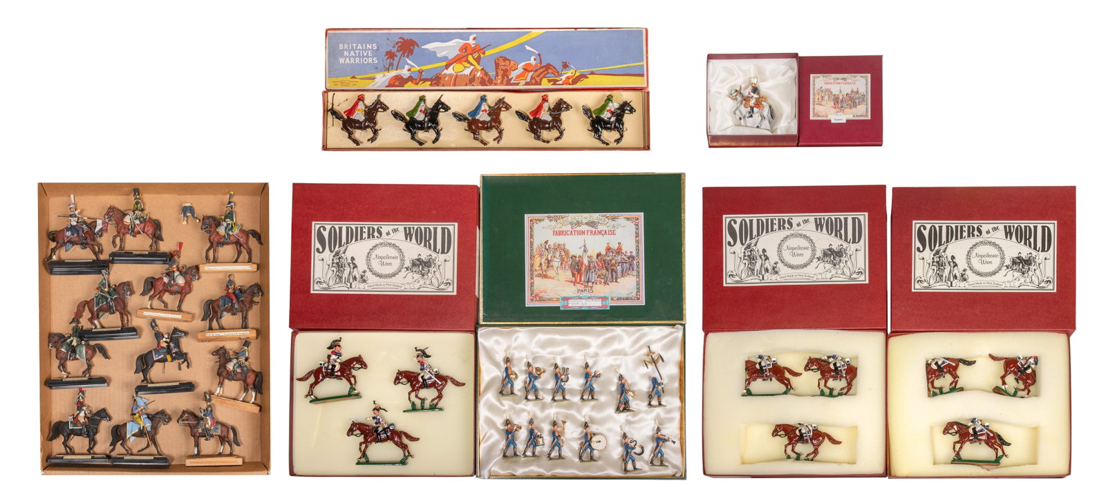 Model Toy Soldier Assortment: Model Toy Soldier Assortment Approximately (35) items of various shapes, sizes, materials, countries and poses, including Soldiers of the World Napoleonic Wars, a French marching band, Britians