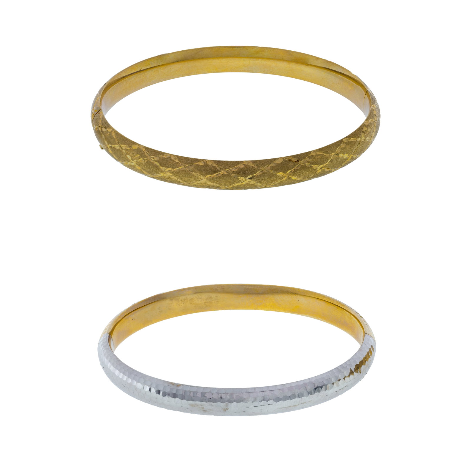 14k Bi-Color Gold Hinged Bangle Bracelets (1 of 2)