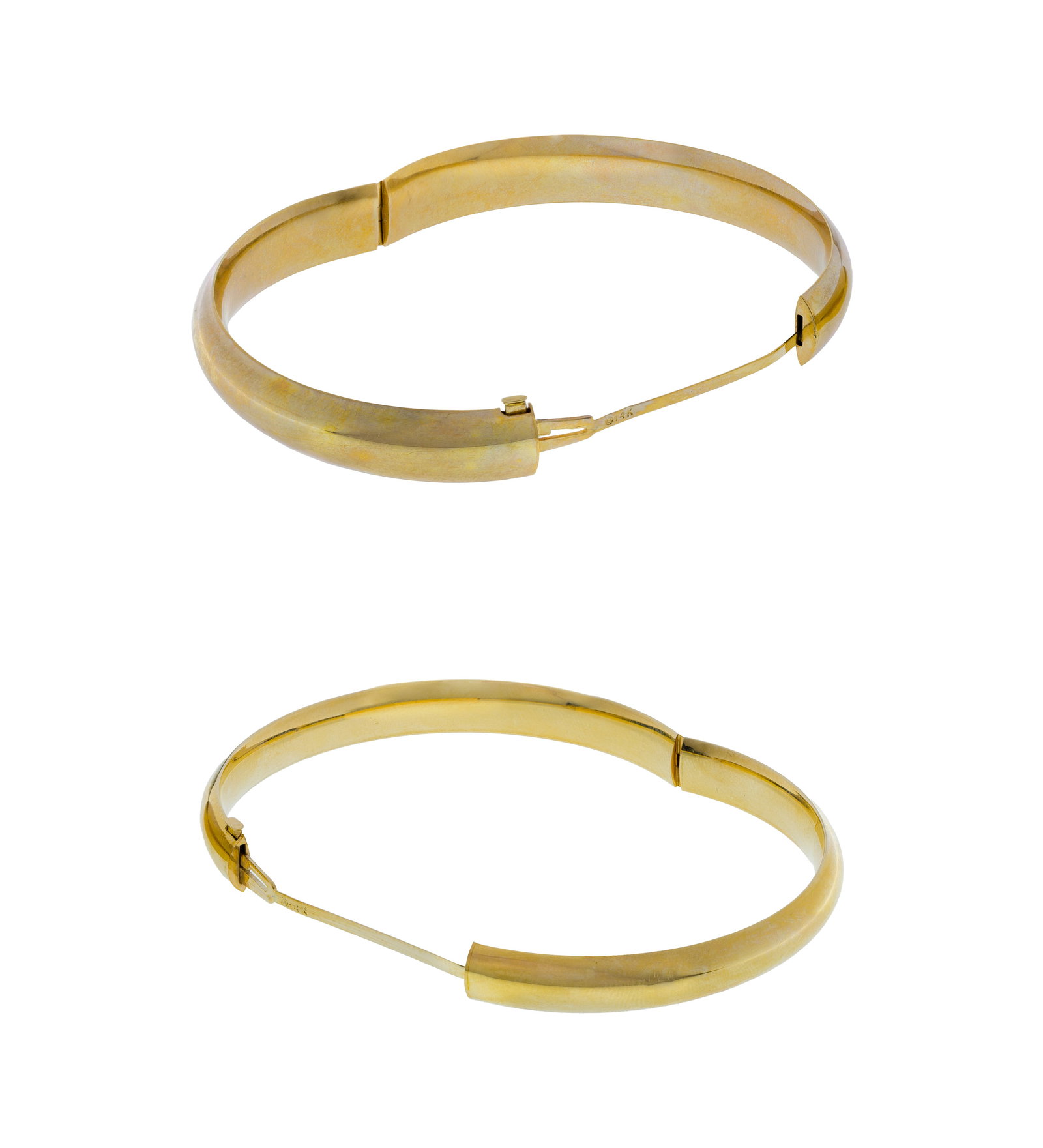 14k Yellow Gold Hinged Bangle Bracelets - 2