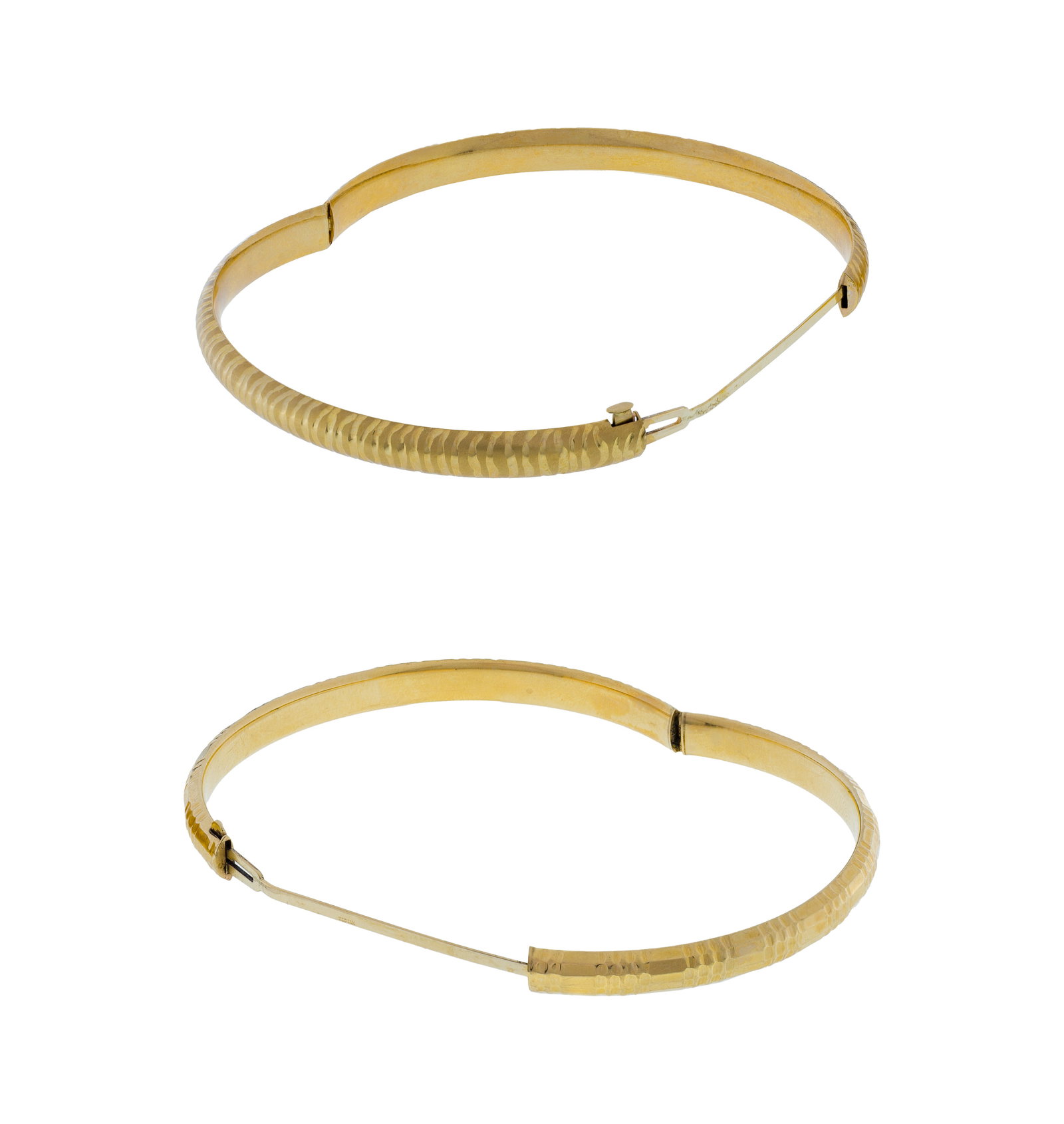 14k Yellow Gold Hinged Bangle Bracelets - 2
