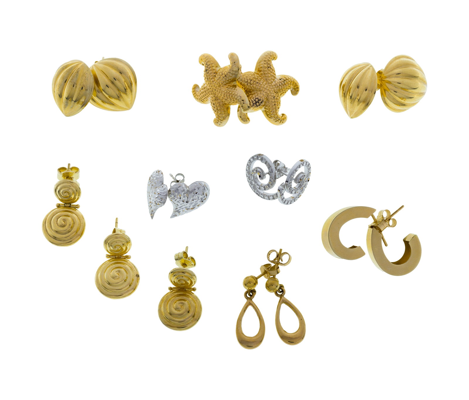 14k Yellow and White Gold Pierced Earring Assortment (1 of 1)