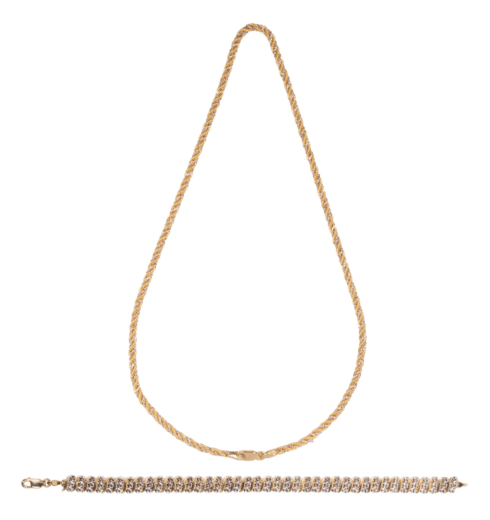 14k Yellow and White Gold Necklace and Bracelet (1 of 1)