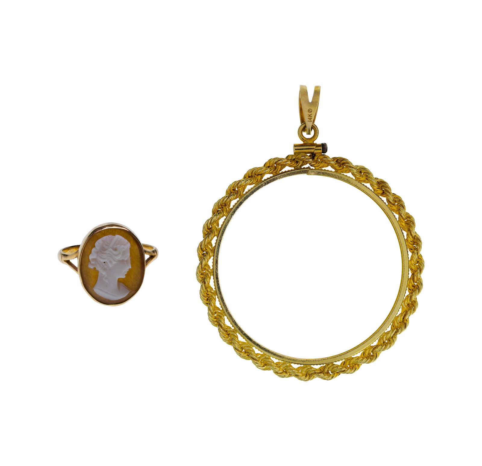 14k Yellow Gold Cameo Ring and Bail (1 of 1)