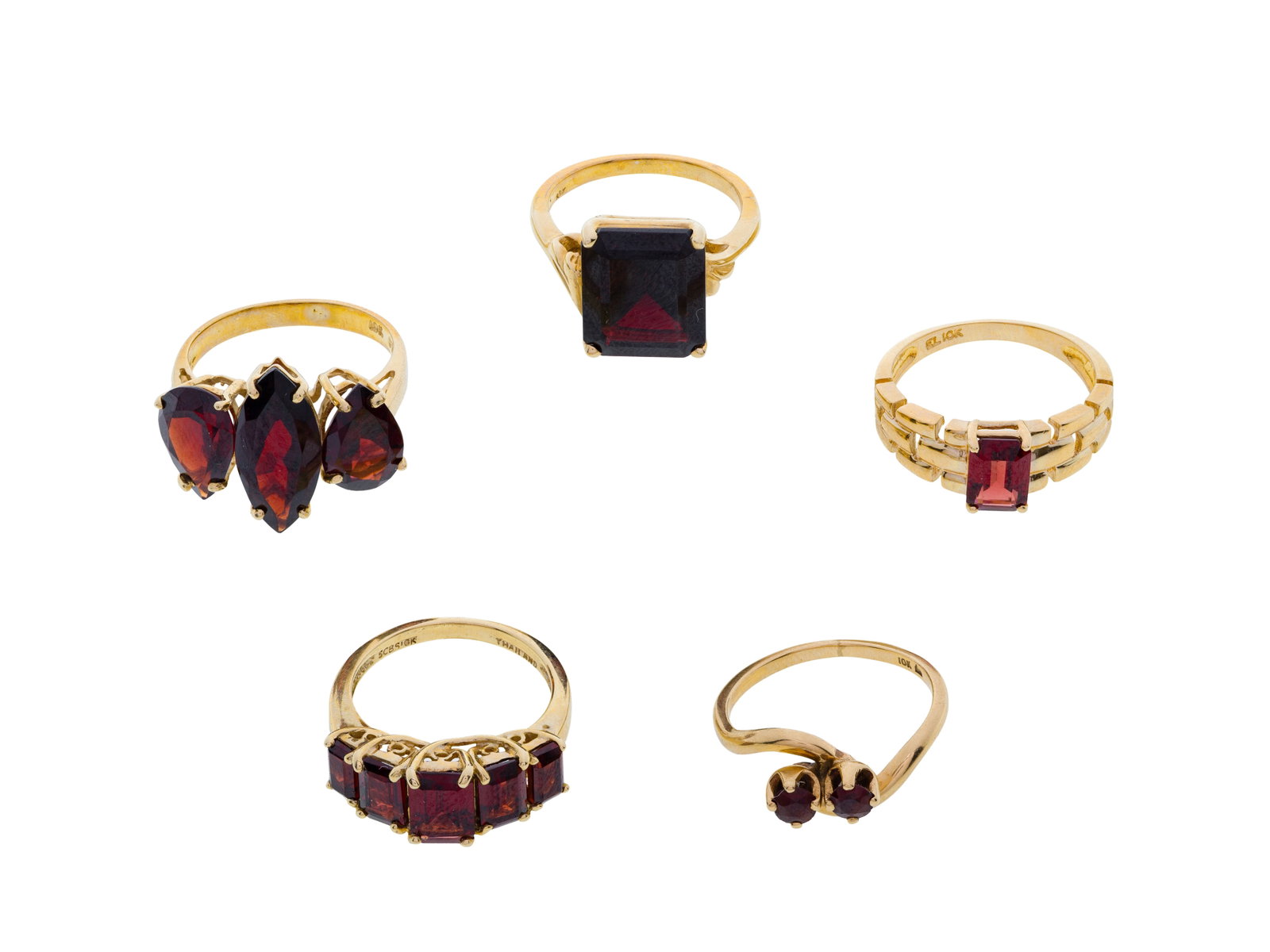 10k Yellow Gold and Garnet Ring Assortment (1 of 2)