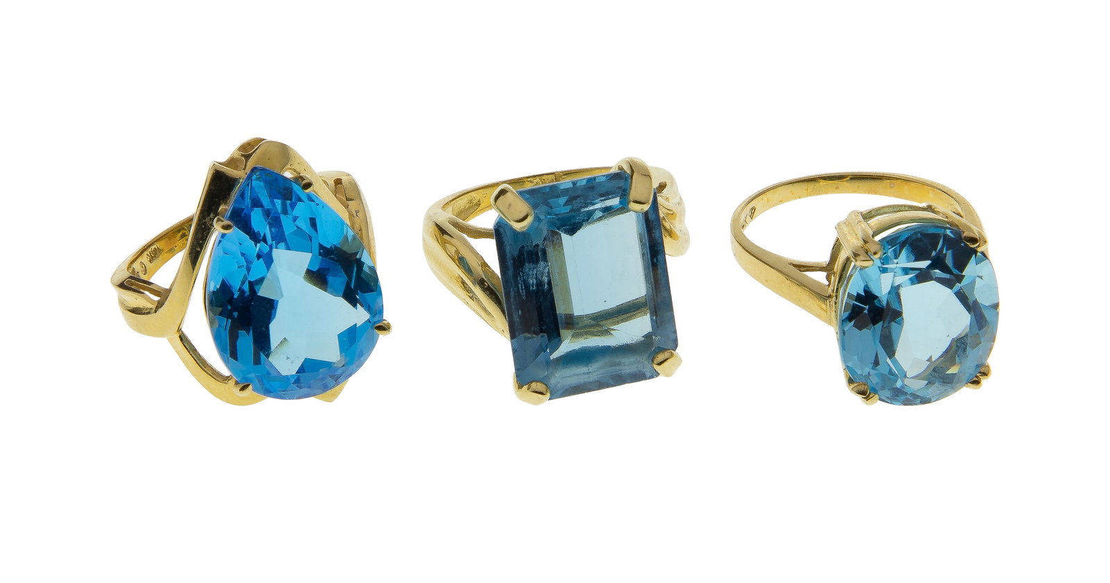 14k Yellow Gold and Blue Topaz Ring Assortment (1 of 2)