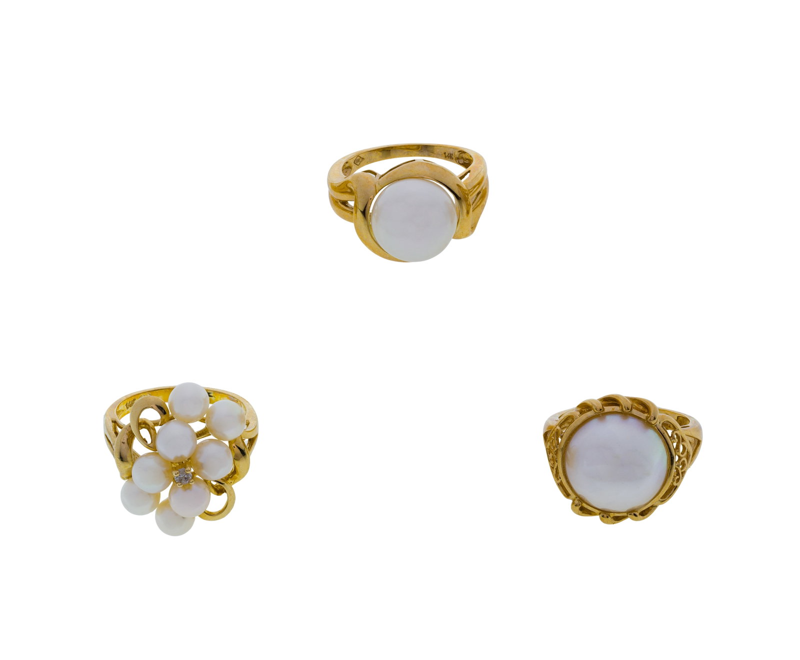 14k Yellow Gold and Pearl Ring Assortment (1 of 2)