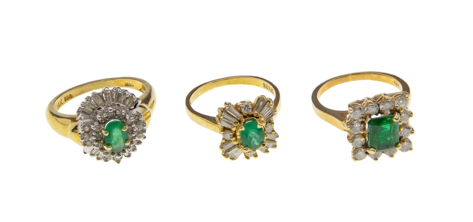 14k Yellow Gold, Emerald and Diamond Ring Assortment (1 of 2)