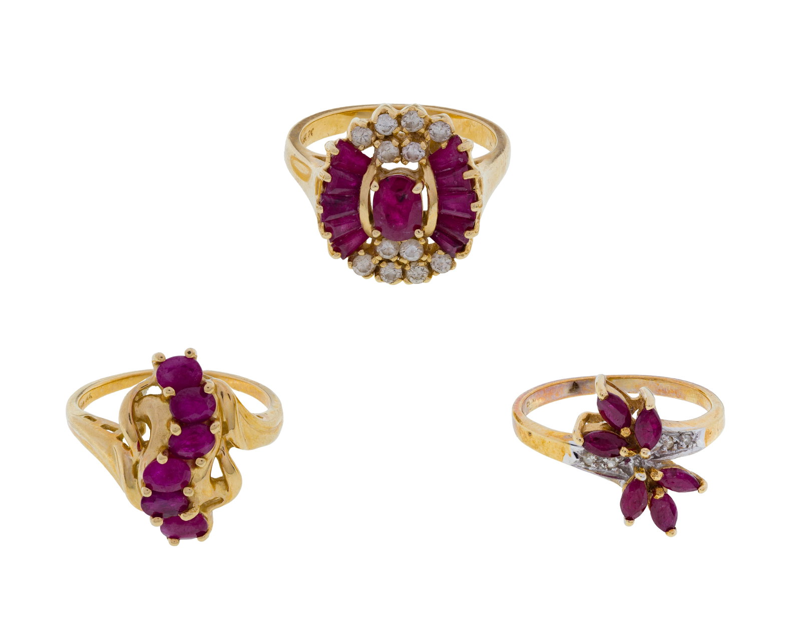 14k Yellow Gold, Ruby and Diamond Ring Assortment (1 of 2)