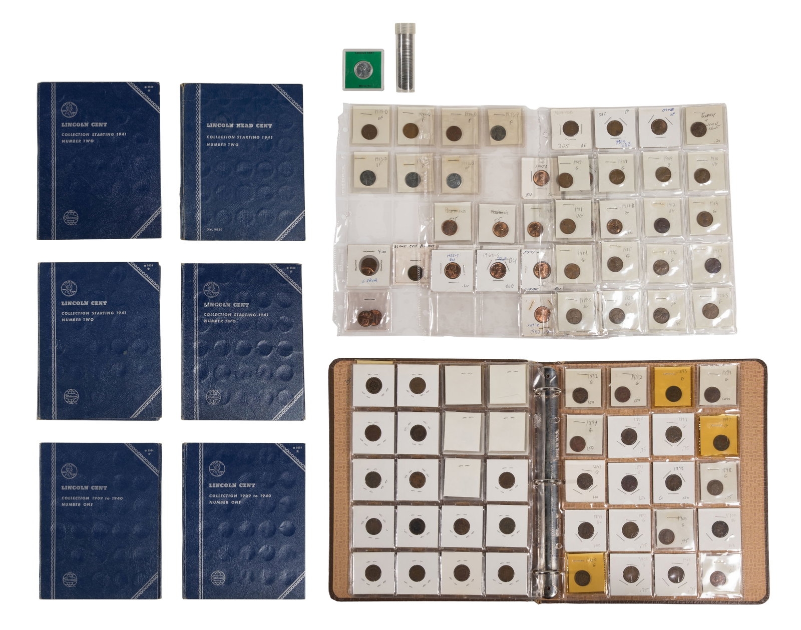 Indian Head and Lincoln 1c Assortment: Indian Head and Lincoln 1c Assortment Including (70) Indian 1c, (6) Wheat 1c, partial Whitman folders and approximately (100) Wheat and Memorial 1c Property from: a Private Collector, Addison,