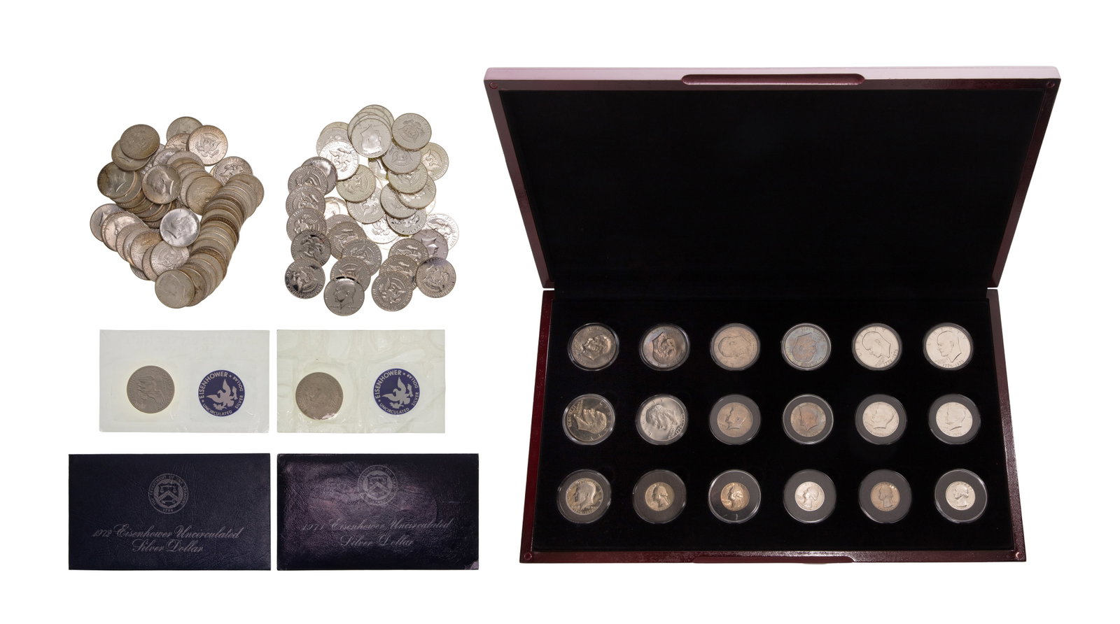 US Silver and Bicentennial Collection: US Silver and Bicentennial Collection $28.50 face value US 90% silver including (57) 1964 Kennedy 50c, $20.00 face value US 40% silver including (40) Kennedy 50c, a 1976 type coin Bicentennial