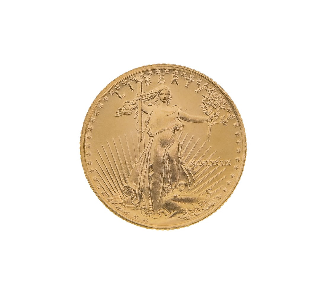 1989 $5 Eagle Gold Bullion: 1989 $5 Eagle Gold Bullion Property from: an Estate, Wilmette, Illinois Category: Bullion Coins > Gold Bullion Estimated Sale Time: 3:24 pm CST Shipping Status: Shipping Quote Download High