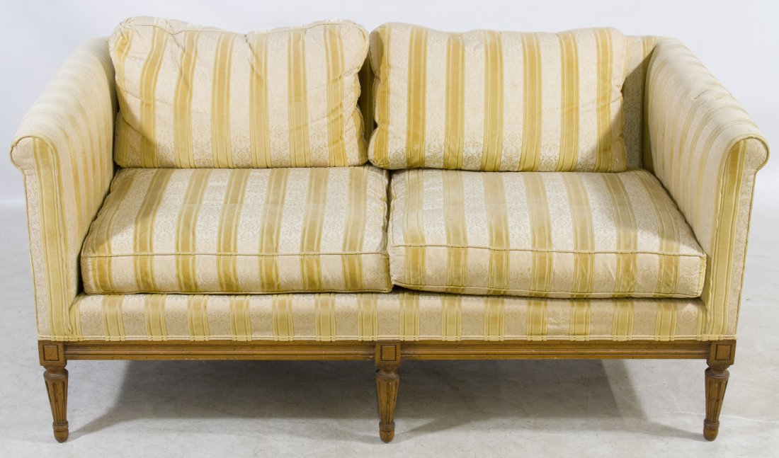 Two Cushion Loveseat by Cocheo: Two Cushion Loveseat by Cocheo Having a six-legged wood frame Height: 25.00 inches, Width: 54.00 inches, Depth: 30.00 inches Category: Furniture > American Shipping Status: 3rd Party Shipping; the shi