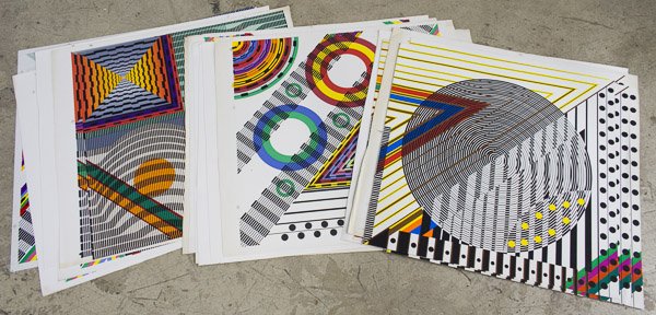 Leo Maranz (American, 20th Century) Serigraph: Leo Maranz (American, 20th Century) Serigraph Collection Twenty-six serigraphs, including 24 signed and numbered on paper, and 2 unsigned on linoleum; all depicting abstract geometric shapes and lines